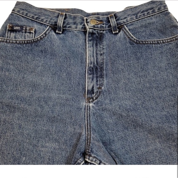 Vintage LEE Women's 100% Cotton Denim High Rise Dad Shorts Size 14/30 - Picture 1 of 4